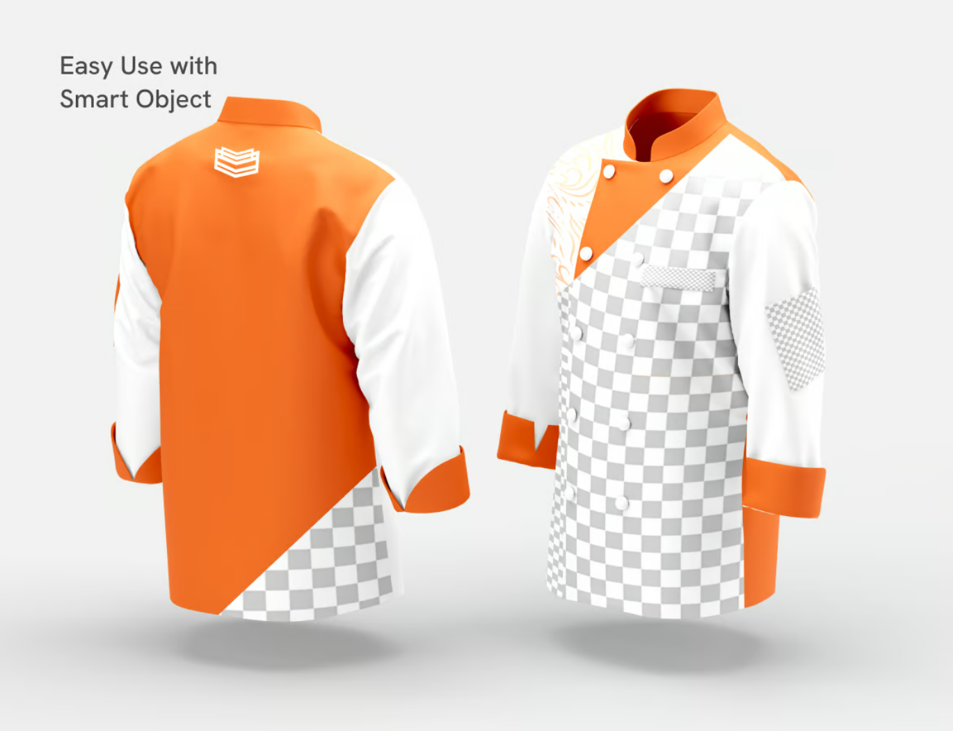 3D立体厨师服样机PSD分层模板餐饮品牌定制高清可换色设计素材源文件Chef's Jacket Mockup-果觅网