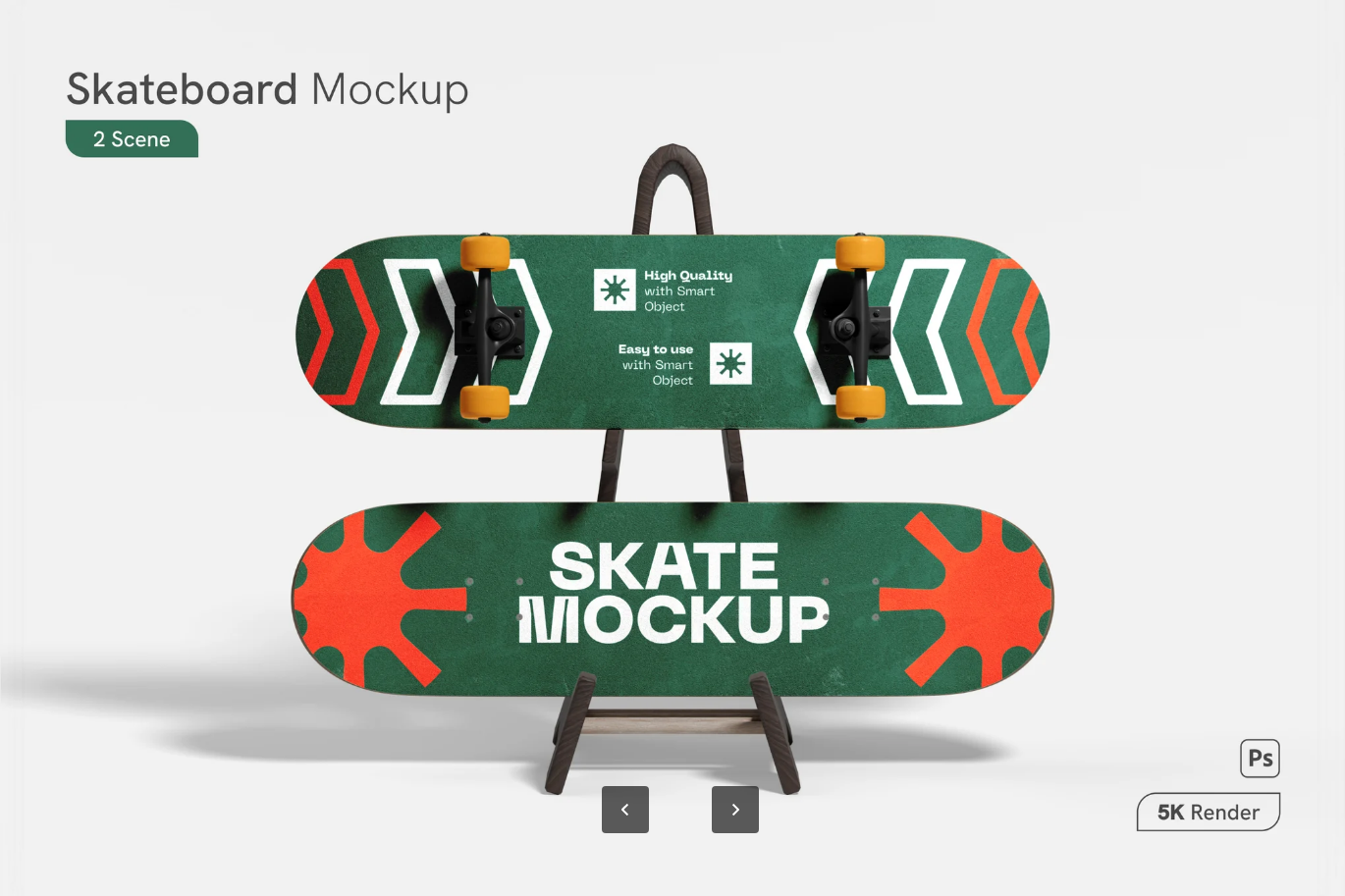 G6855 PS样机素材滑板模板Skateboard Mockup 3D展示效果品牌包装必备电商主图神器Skateboard Mockup