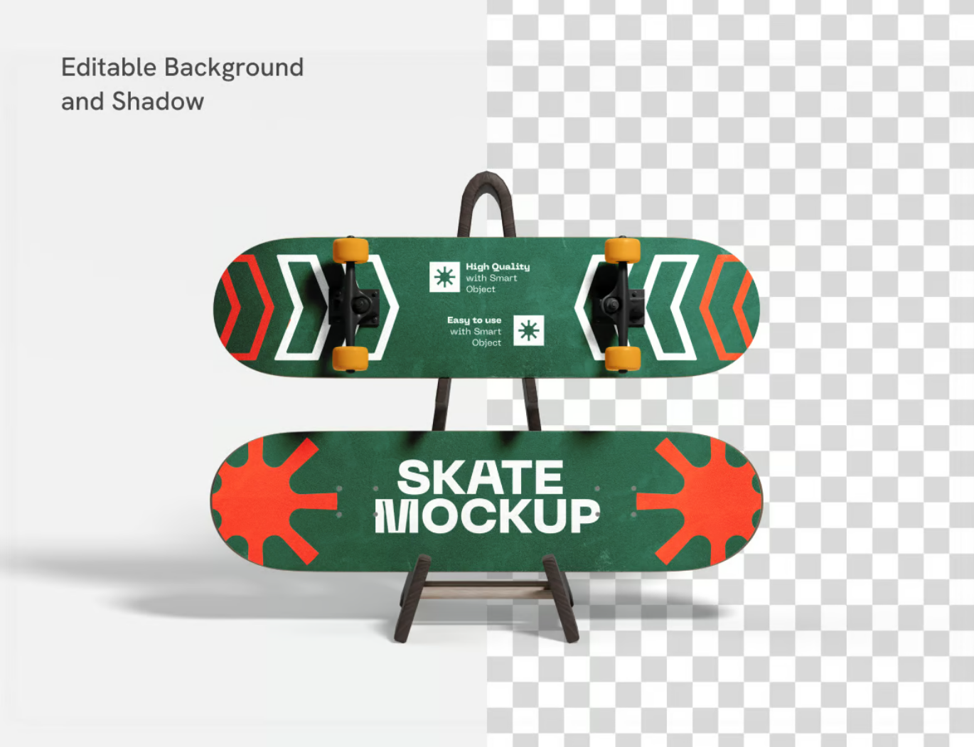 PS样机素材滑板模板Skateboard Mockup 3D展示效果品牌包装必备电商主图神器Skateboard Mockup-果觅网