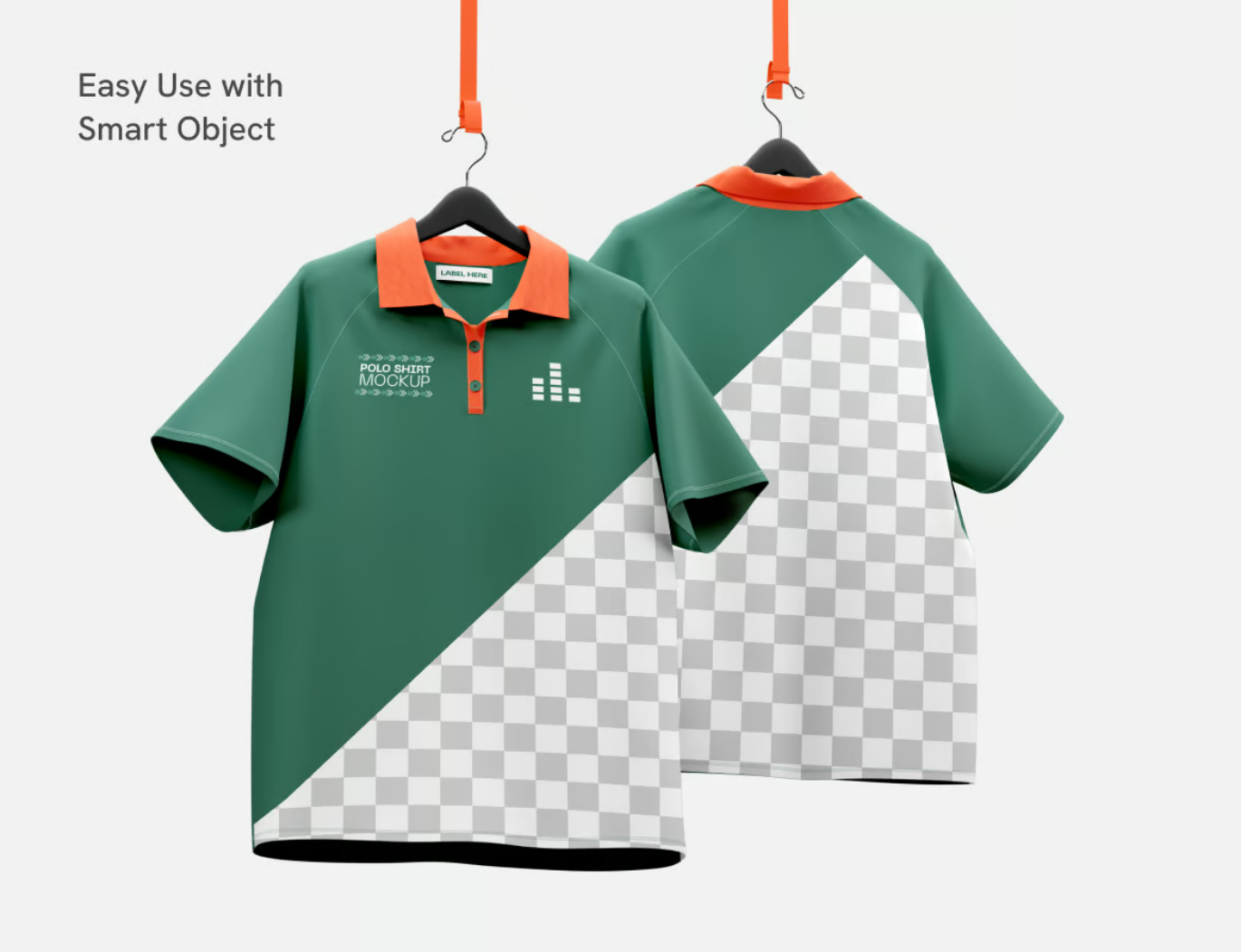立体感Polo衫悬挂样机高清分层PSD可编辑服装模板设计素材Polo Shirt Hanged Mockup-果觅网