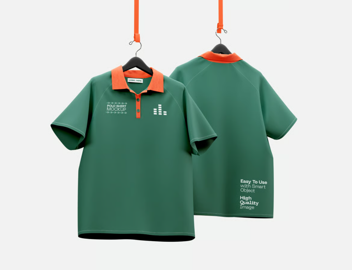 立体感Polo衫悬挂样机高清分层PSD可编辑服装模板设计素材Polo Shirt Hanged Mockup-果觅网