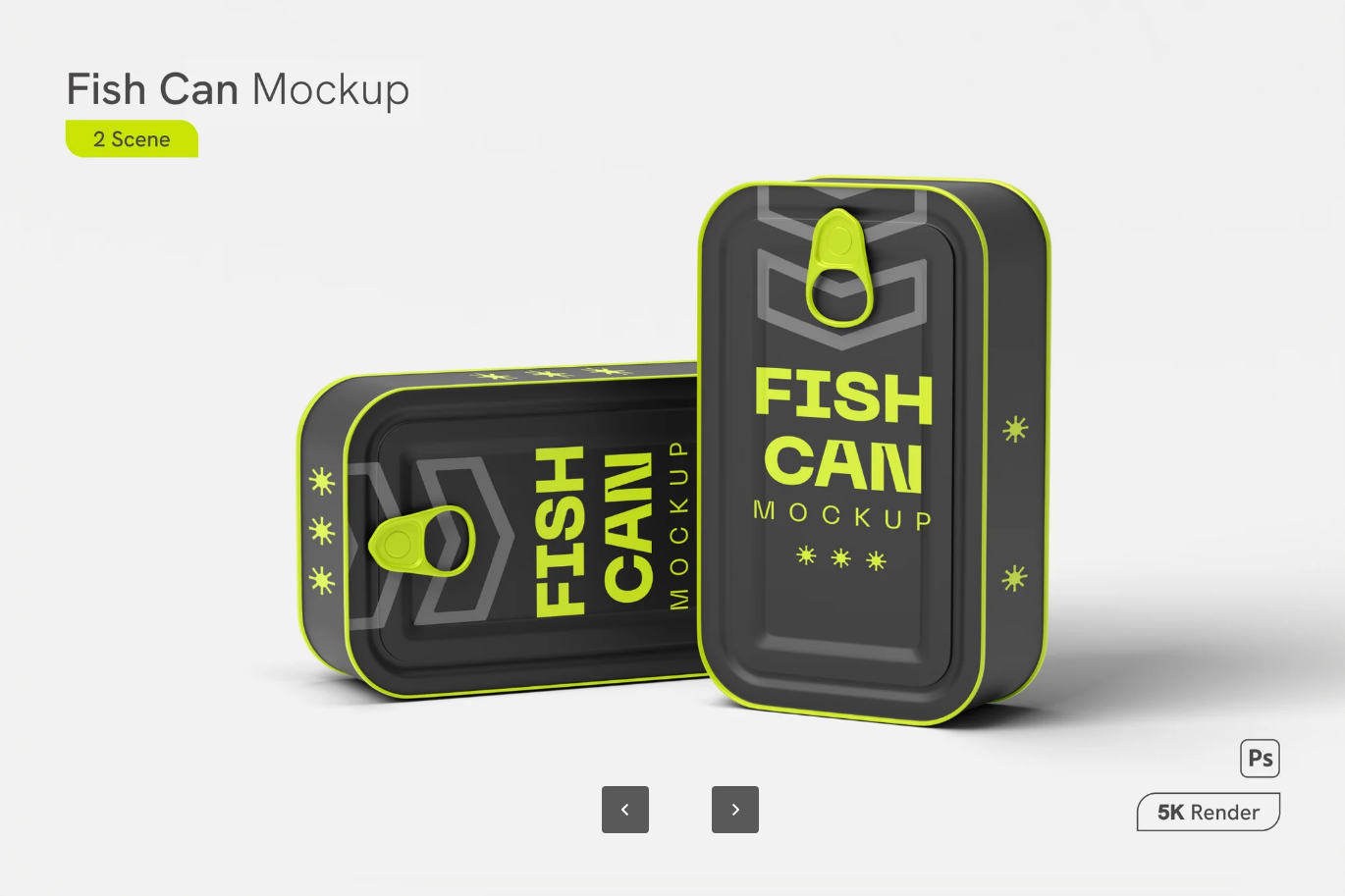 G6863 高端PS分层可编辑Fish Can Mockup罐头包装样机素材设计资源Fish Can Mockup