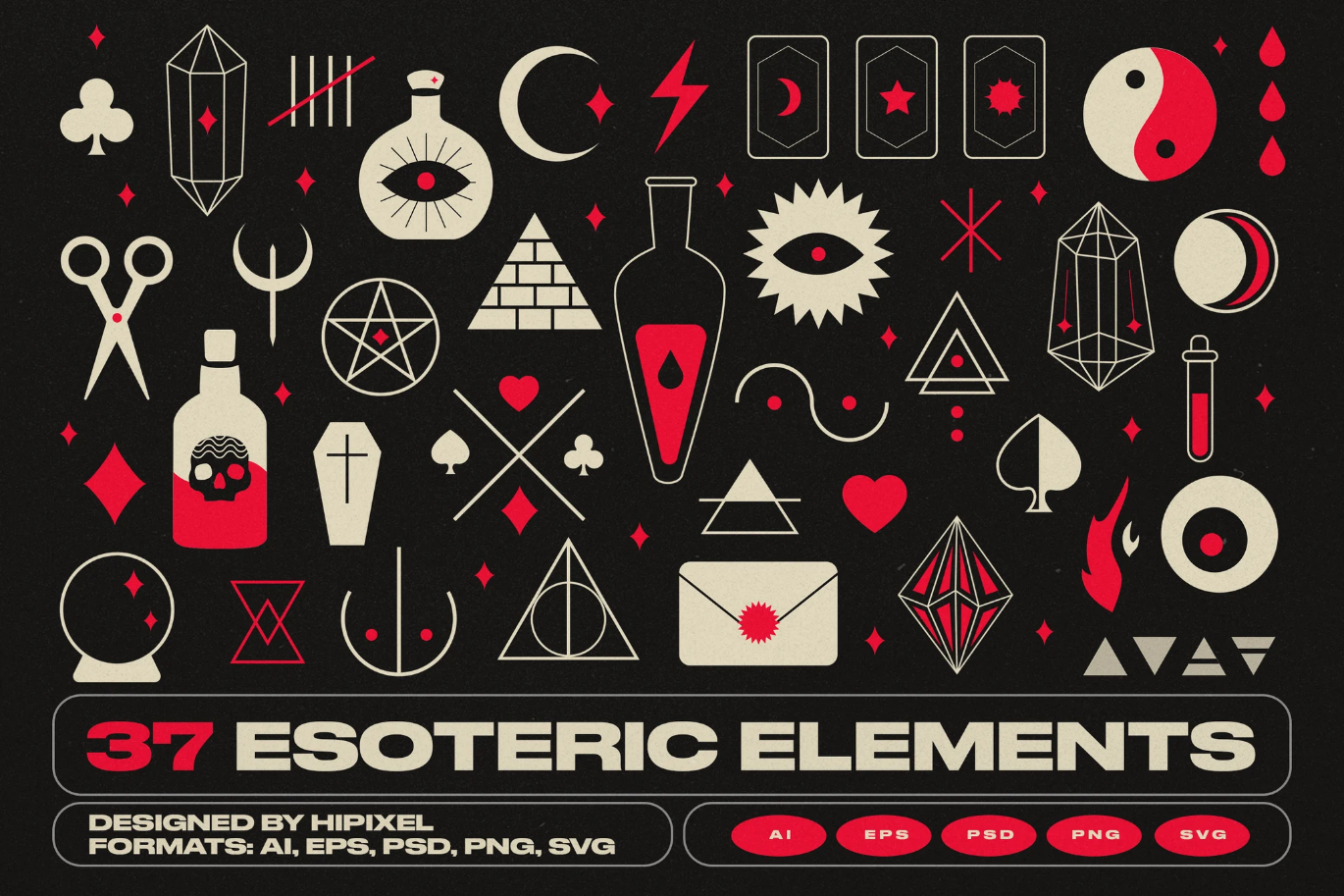 G6890 魔法神秘元素PSD/PNG透明背景37套平面设计素材37 Magical Esoteric Elements