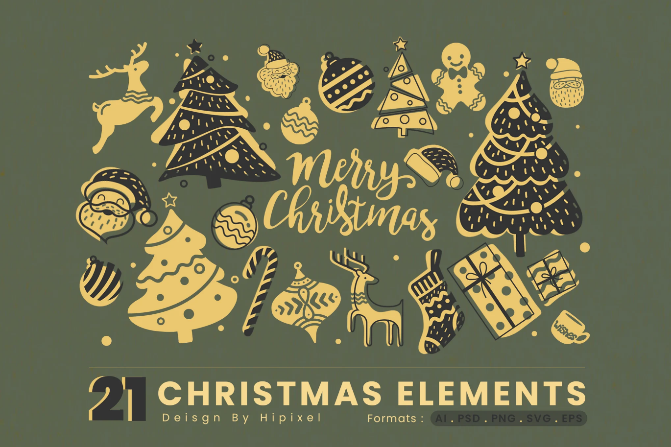 G6906 21款圣诞元素PNG免抠图高清透明背景节日设计素材包21 Christmas Elements