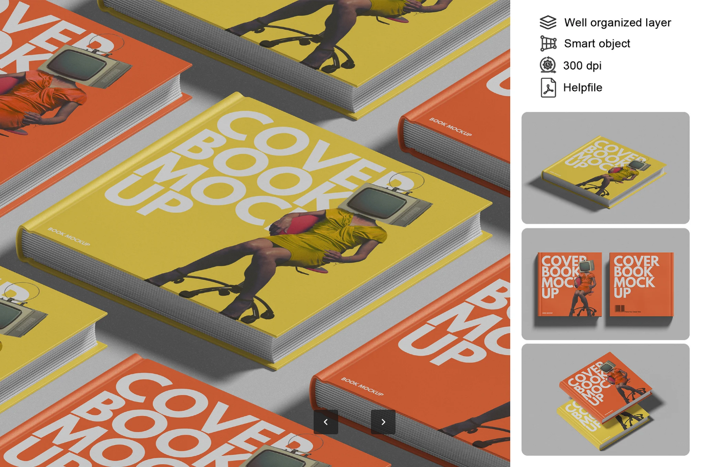 G6916 方形书籍PS样机高清分层可编辑设计素材300dpi智能对象模板Square Book Mockup