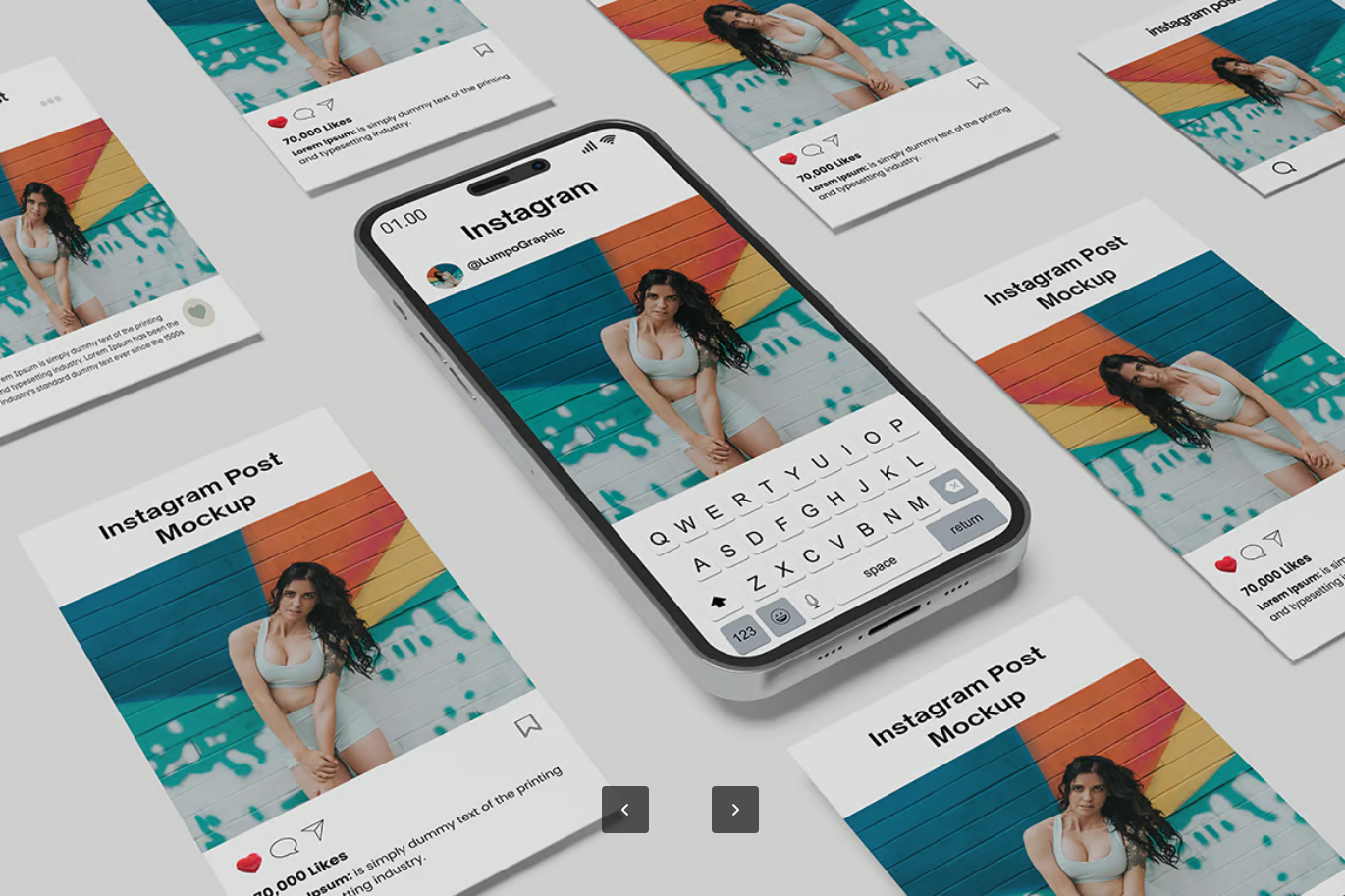 PS样机Instagram社交设计素材高分辨率可编辑分层文件模板套装V1Instagram post and story mockup V1-果觅网