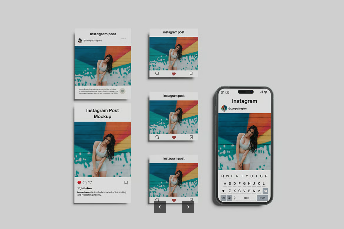 PS样机Instagram社交设计素材高分辨率可编辑分层文件模板套装V1Instagram post and story mockup V1-果觅网