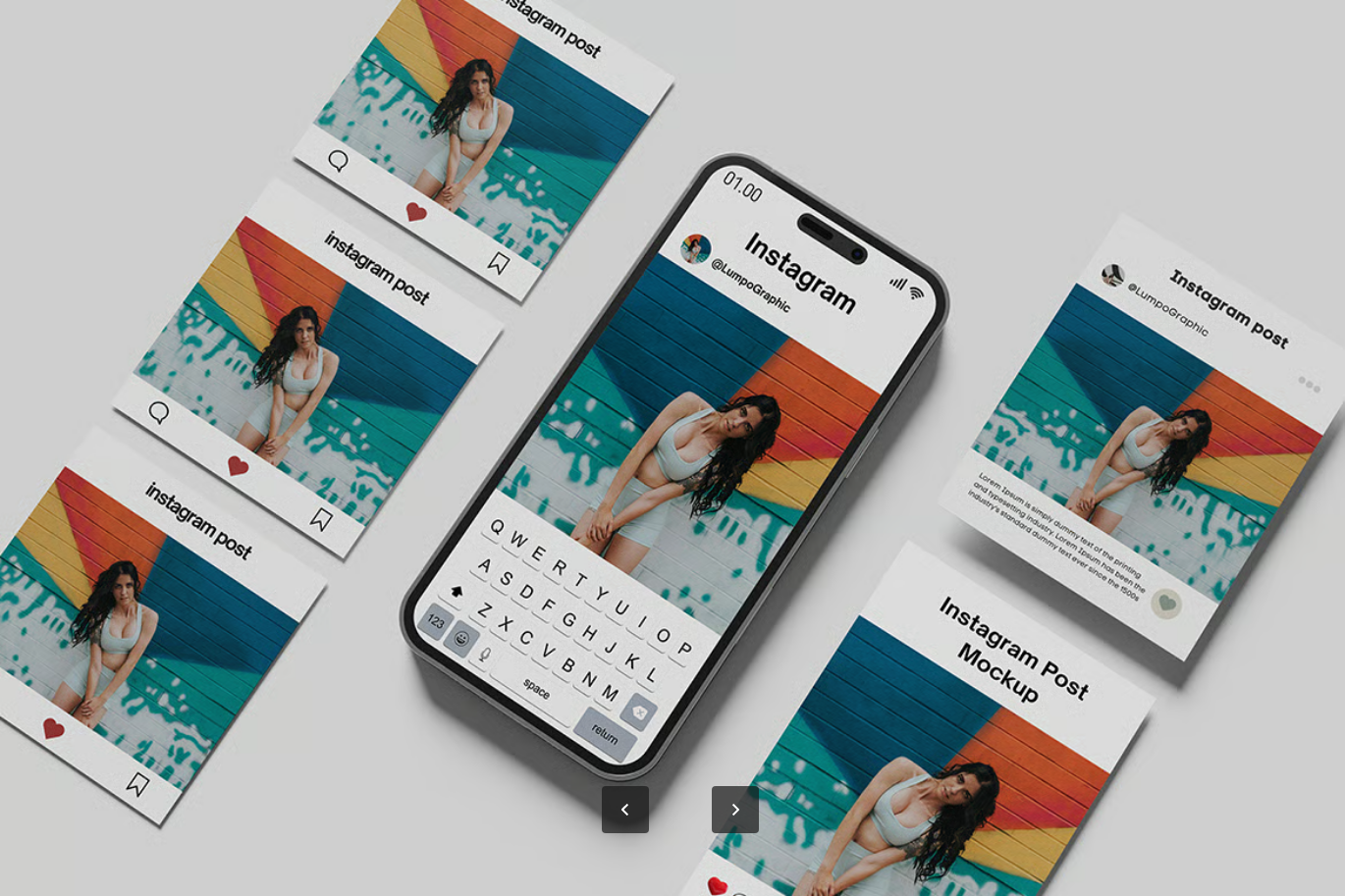 PS样机Instagram社交设计素材高分辨率可编辑分层文件模板套装V1Instagram post and story mockup V1-果觅网