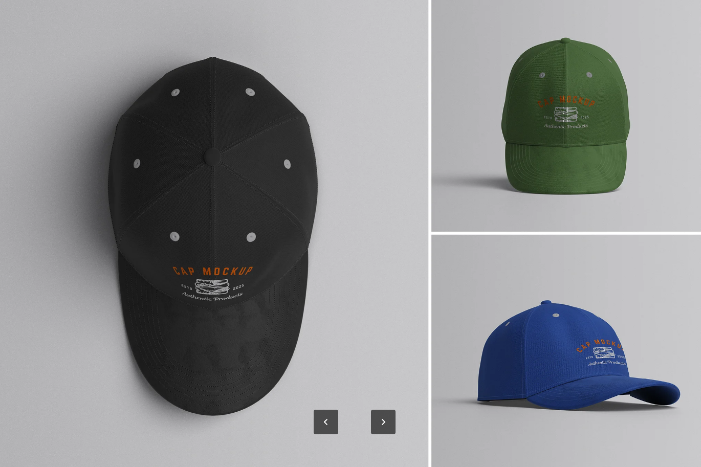 G6923 高端可编辑Cap样机PSD模板4K智能对象分层设计品牌展示3D立体多角度Cap Mockup