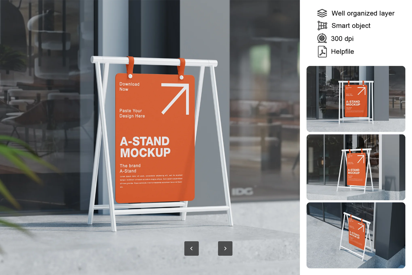 G6937 A4户外展示架PS样机3D模型高清可编辑AI/CDR印刷设计素材A-Stand Mockup   Outdoor