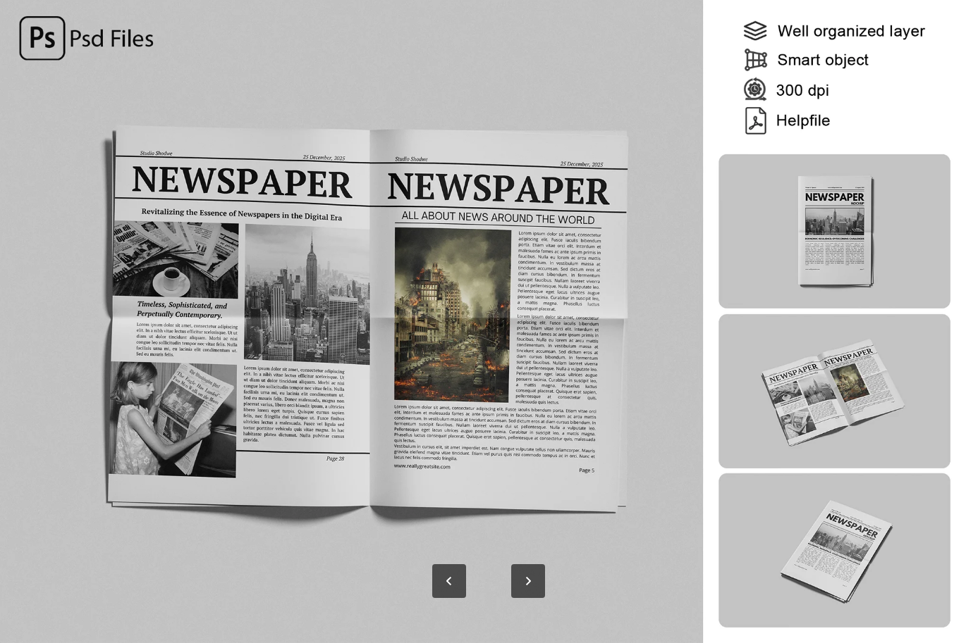 G6941 PS样机报纸模板可编辑分层Newspaper Mockup设计师必备真实印刷效果Newspaper Mockup
