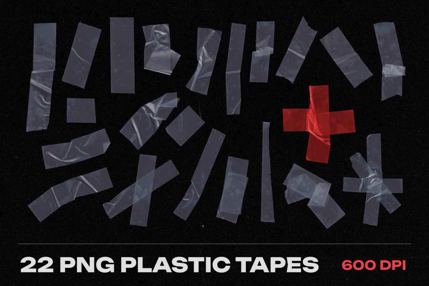 G6949 高清透明PNG塑料胶带免抠图PS设计素材装饰贴纸22款22 PNG PLASTIC TAPES