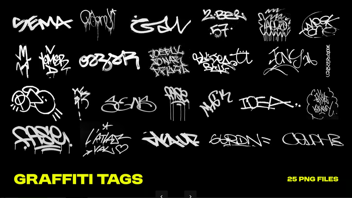 涂鸦素材包25款PSD分层手绘字体潮酷街头艺术设计资源25 Graffiti Tags-果觅网