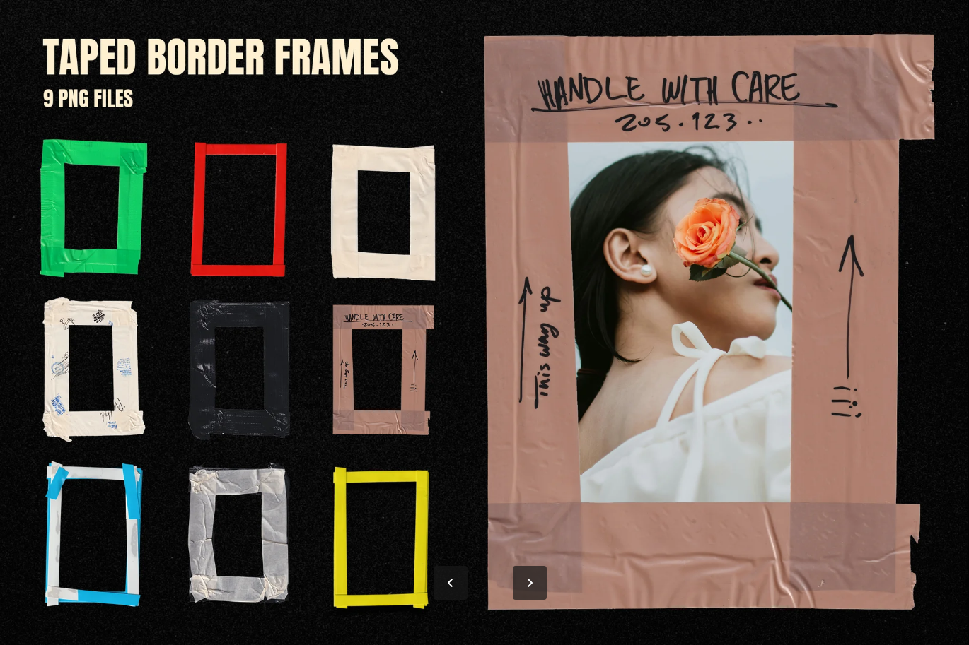 G6956 手绘风格Taped边框PSD分层素材高清大图免抠创意设计装饰Taped Border Frames