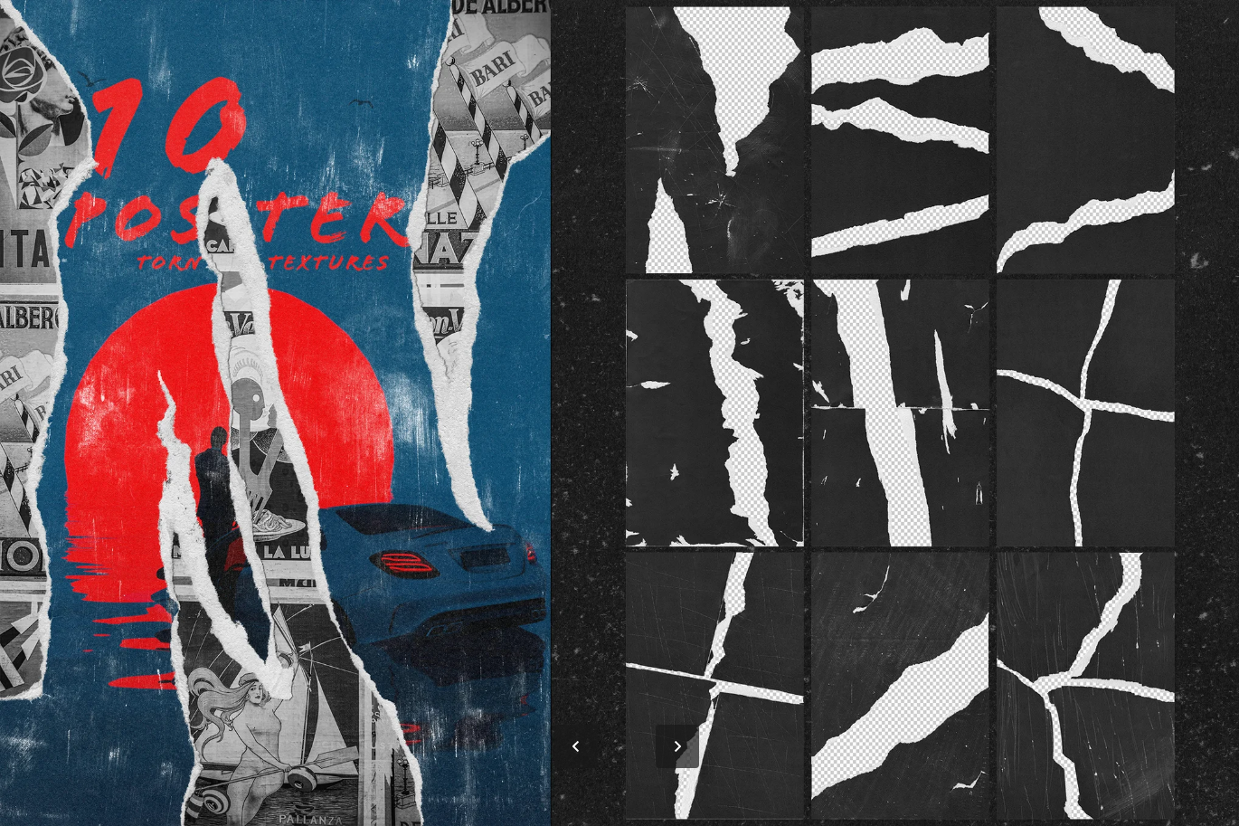 G6966 10款高清撕纸纹理PS素材海报背景免抠透明PNG设计10 Torn Paper Textures Isolated For Poster Design