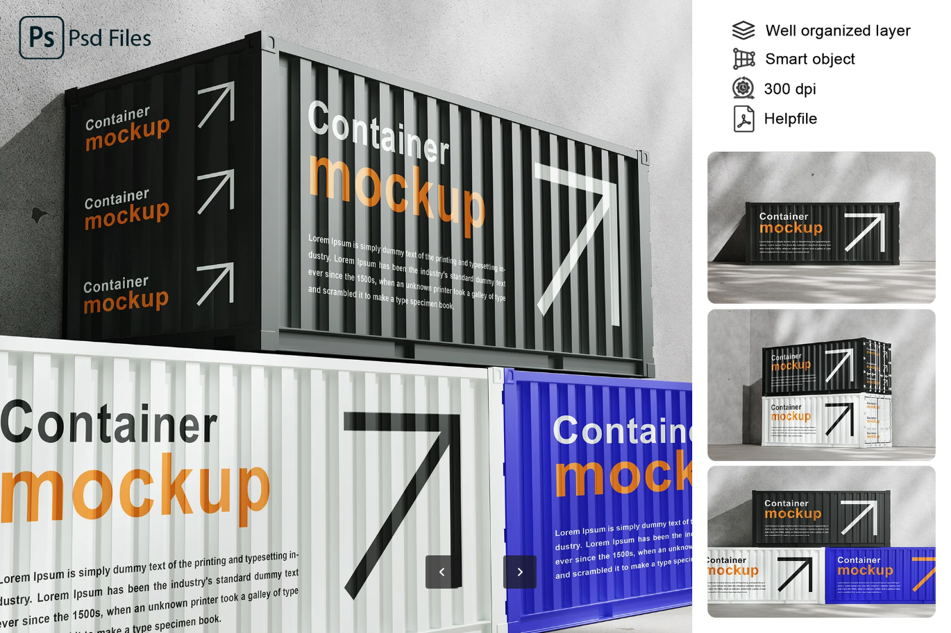 G6984 智能对象PSD分层包装样机高分辨率4500×3000设计模板Container Mockup