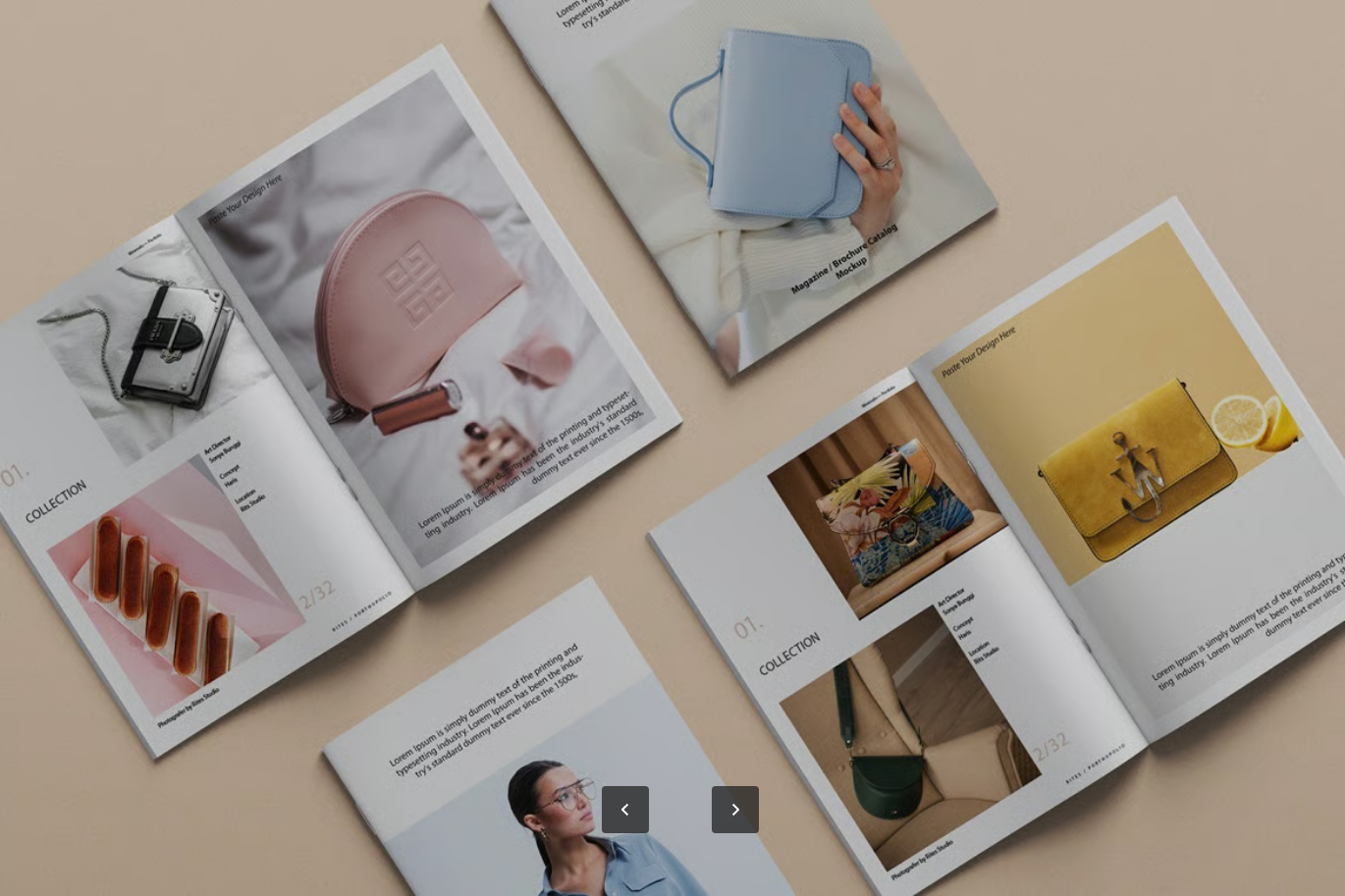 A4杂志画册PSD样机分层文件智能对象可编辑背景高分辨率设计模板A4 Brochure and Magazine Mockups-果觅网