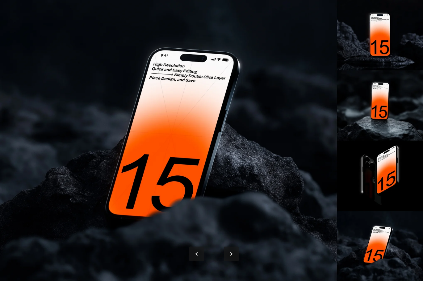 G7024 智能对象图层6000×4500高分辨率300dpi印刷级PSD分层模板4合1套装iPhone 15 Pro Mockup Set