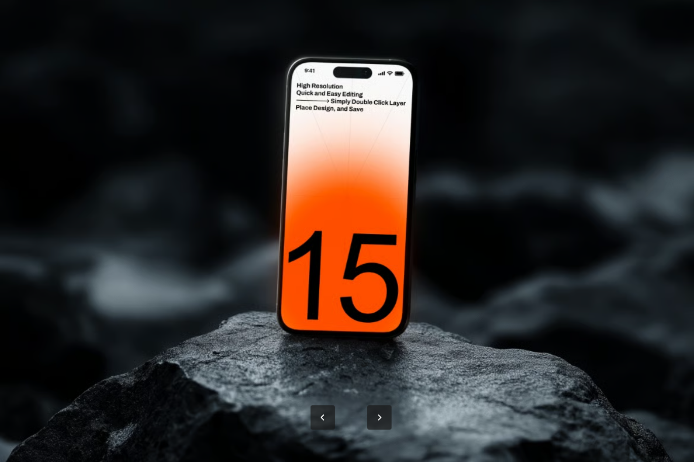 智能对象图层6000x4500高分辨率300dpi印刷级PSD分层模板4合1套装iPhone 15 Pro Mockup Set-果觅网