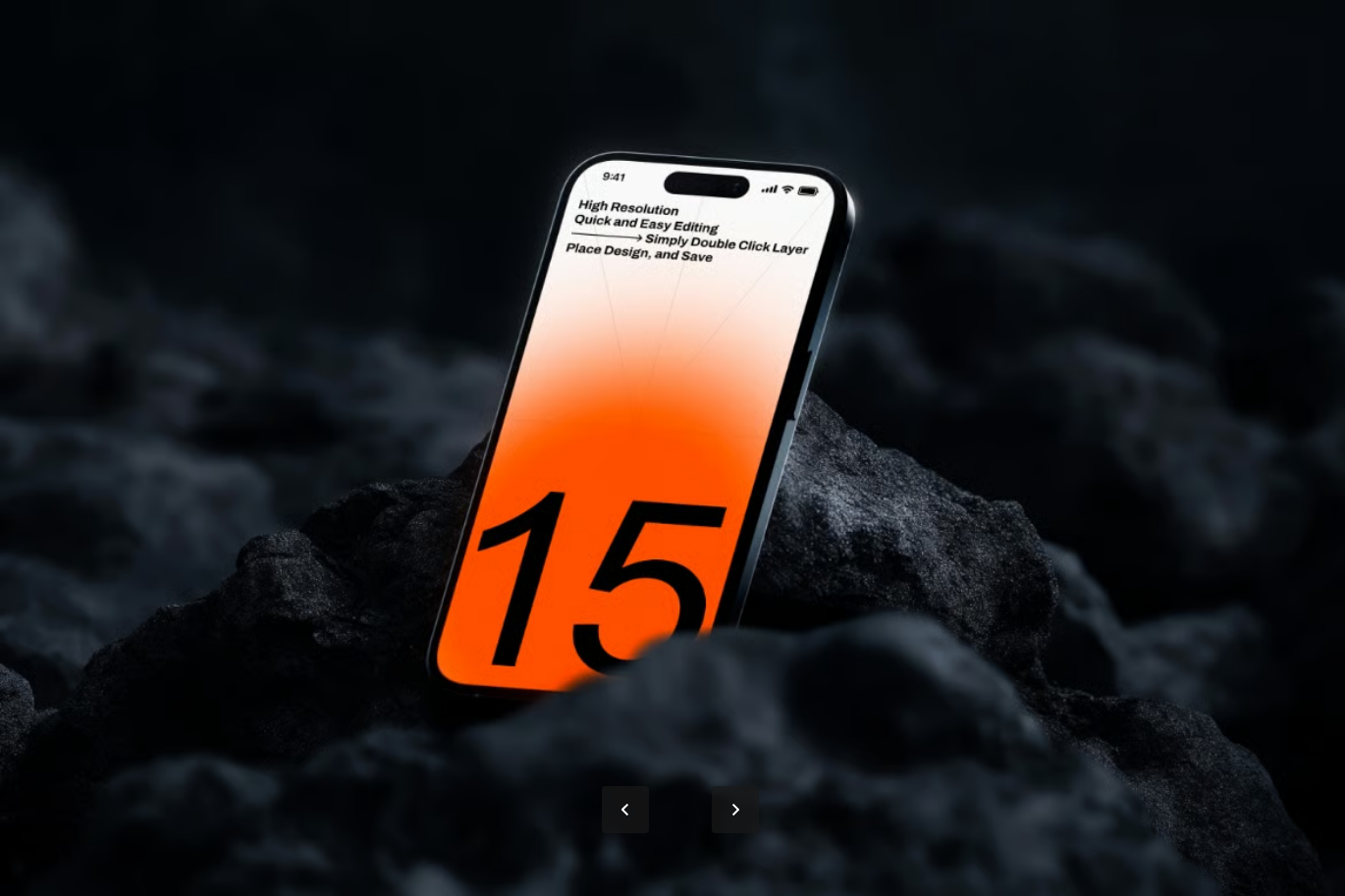 智能对象图层6000x4500高分辨率300dpi印刷级PSD分层模板4合1套装iPhone 15 Pro Mockup Set-果觅网
