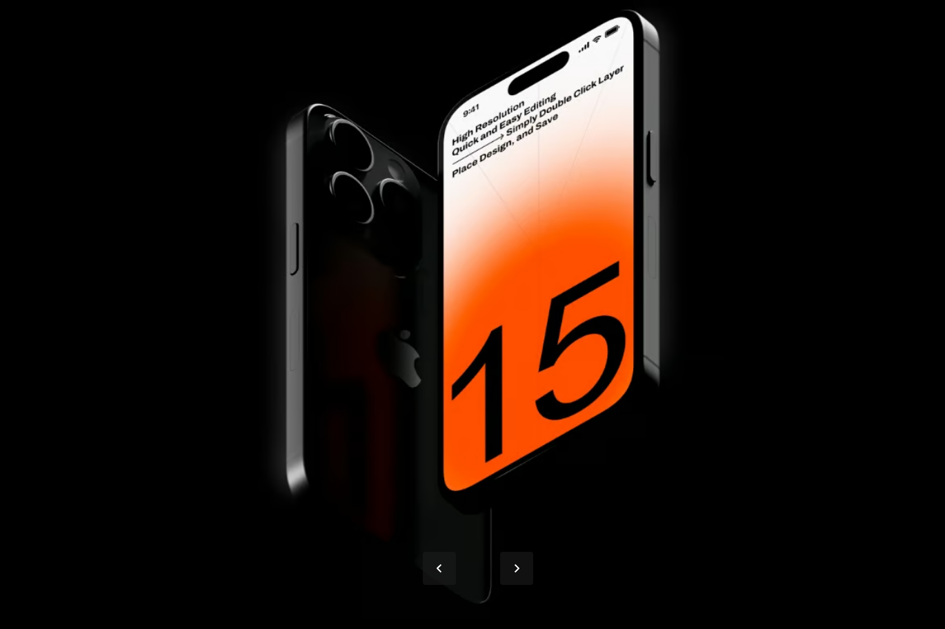 智能对象图层6000x4500高分辨率300dpi印刷级PSD分层模板4合1套装iPhone 15 Pro Mockup Set-果觅网