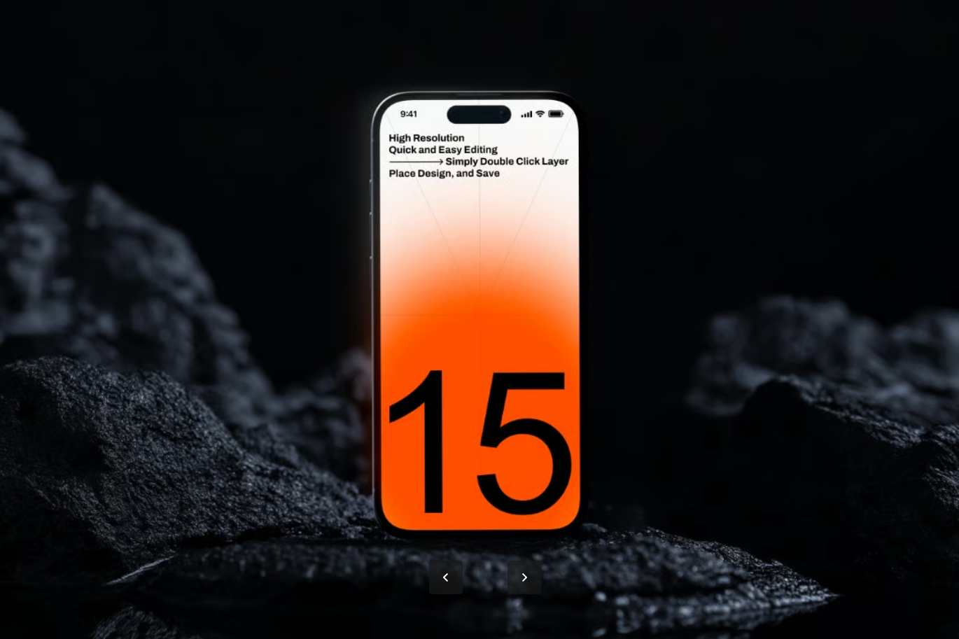 智能对象图层6000x4500高分辨率300dpi印刷级PSD分层模板4合1套装iPhone 15 Pro Mockup Set-果觅网