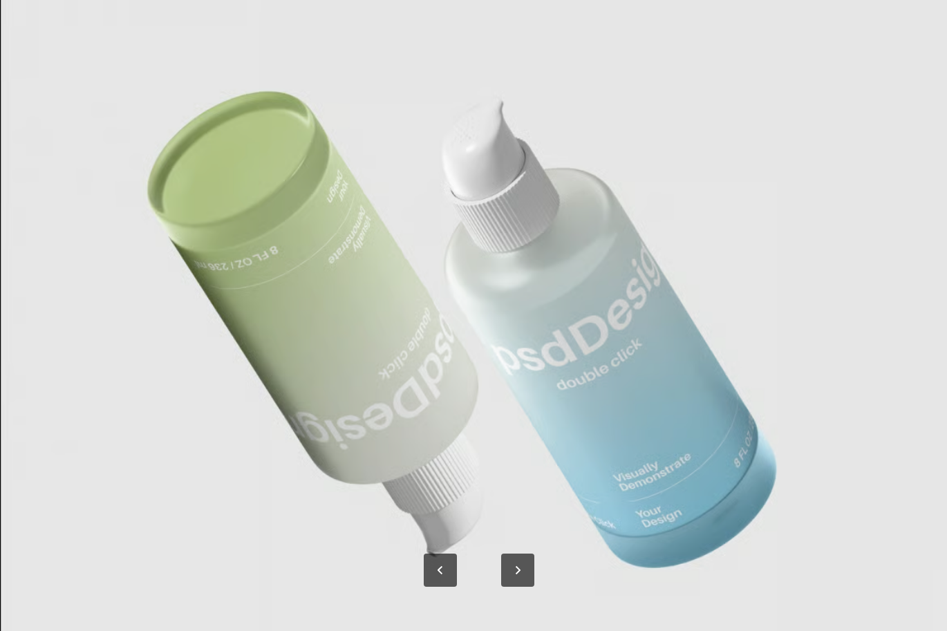 3D立体化妆品瓶PSD分层模板6000像素高分辨率智能对象可编辑Isometric Cosmetic Bottle Mockup-果觅网