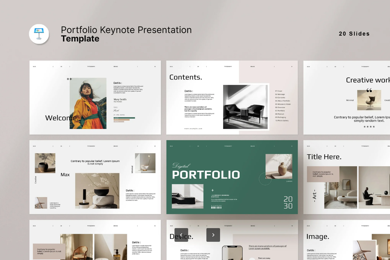 G7086 高端Keynote作品集模板极简商务演示可编辑PPT替代毕业答辩专用Portfolio Presentation Template