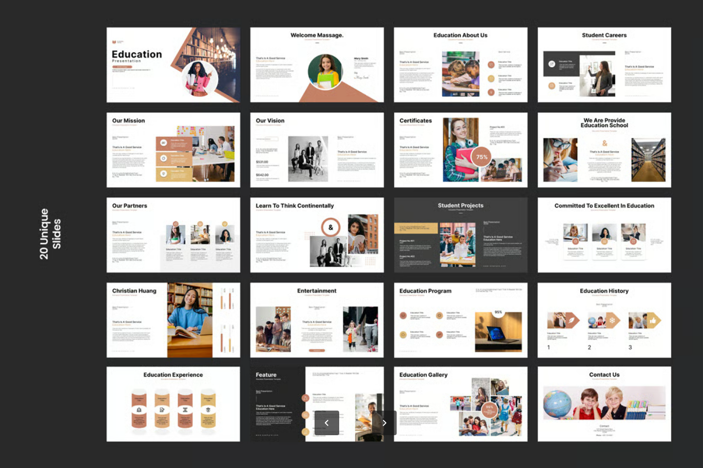 可编辑教育PPT模板20页简约学术风毕业答辩课件动态矢量素材Education Presentation Template-果觅网