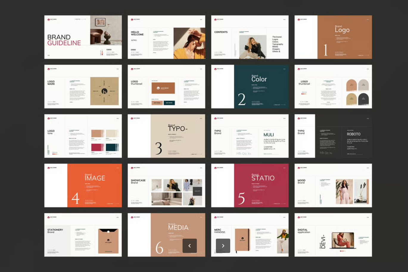 可编辑品牌设计PPT模板企业VI手册极简风商务演示方案Brand Guideline Presentation Template-果觅网