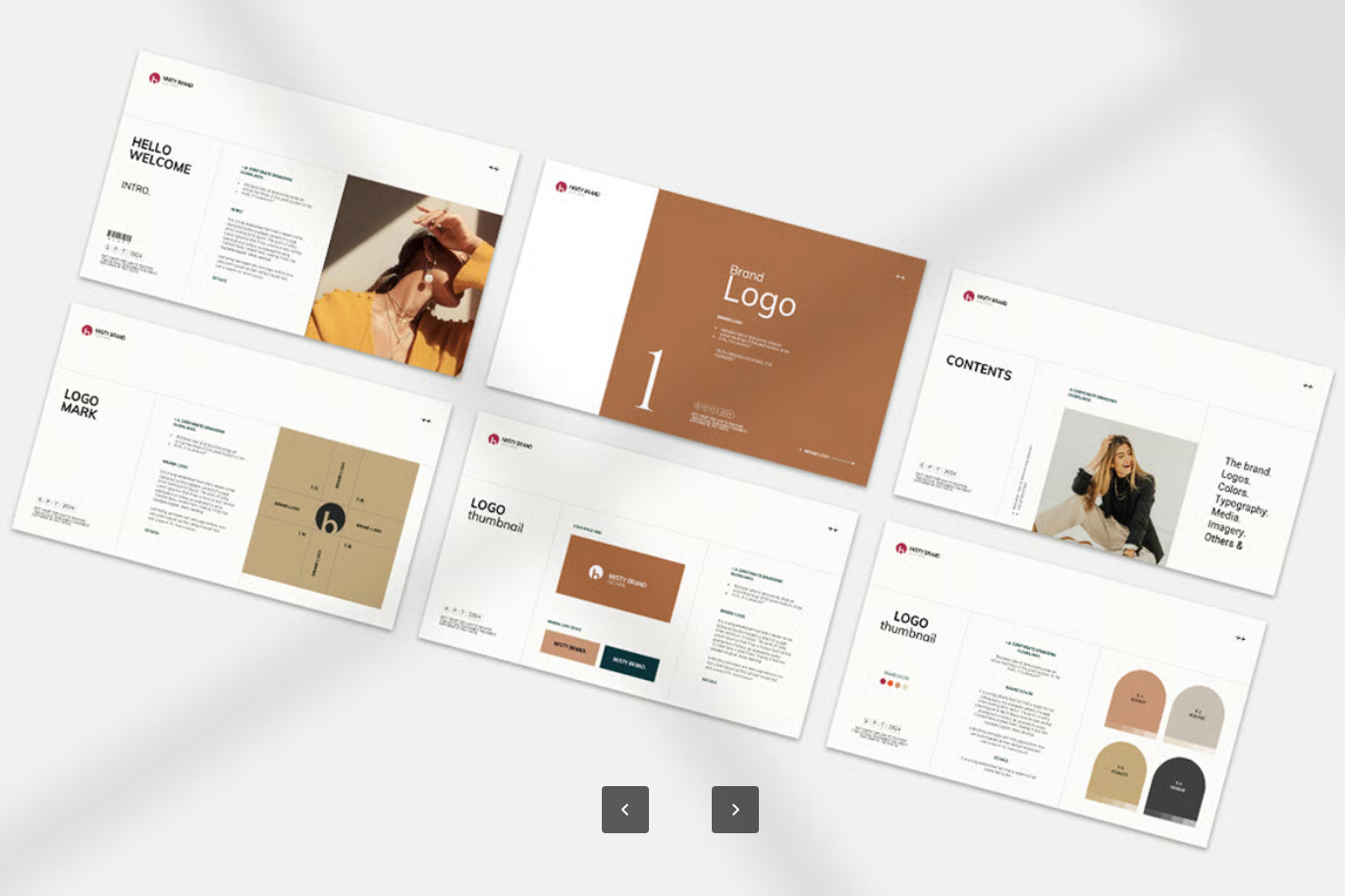 可编辑品牌设计PPT模板企业VI手册极简风商务演示方案Brand Guideline Presentation Template-果觅网