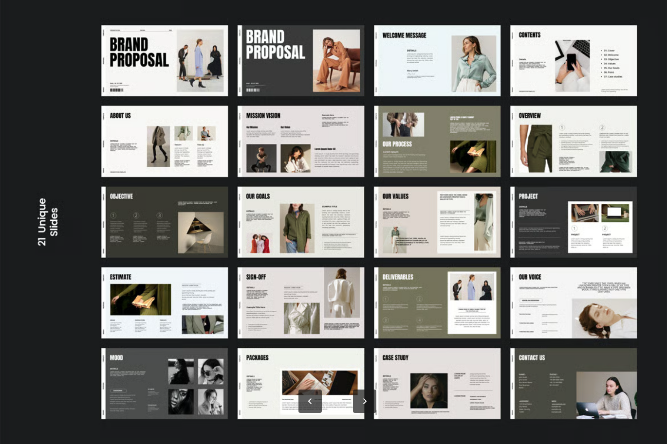Keynote可编辑品牌提案PPT模板21页极简企业宣传设计Brand Proposal Presentation Template-果觅网