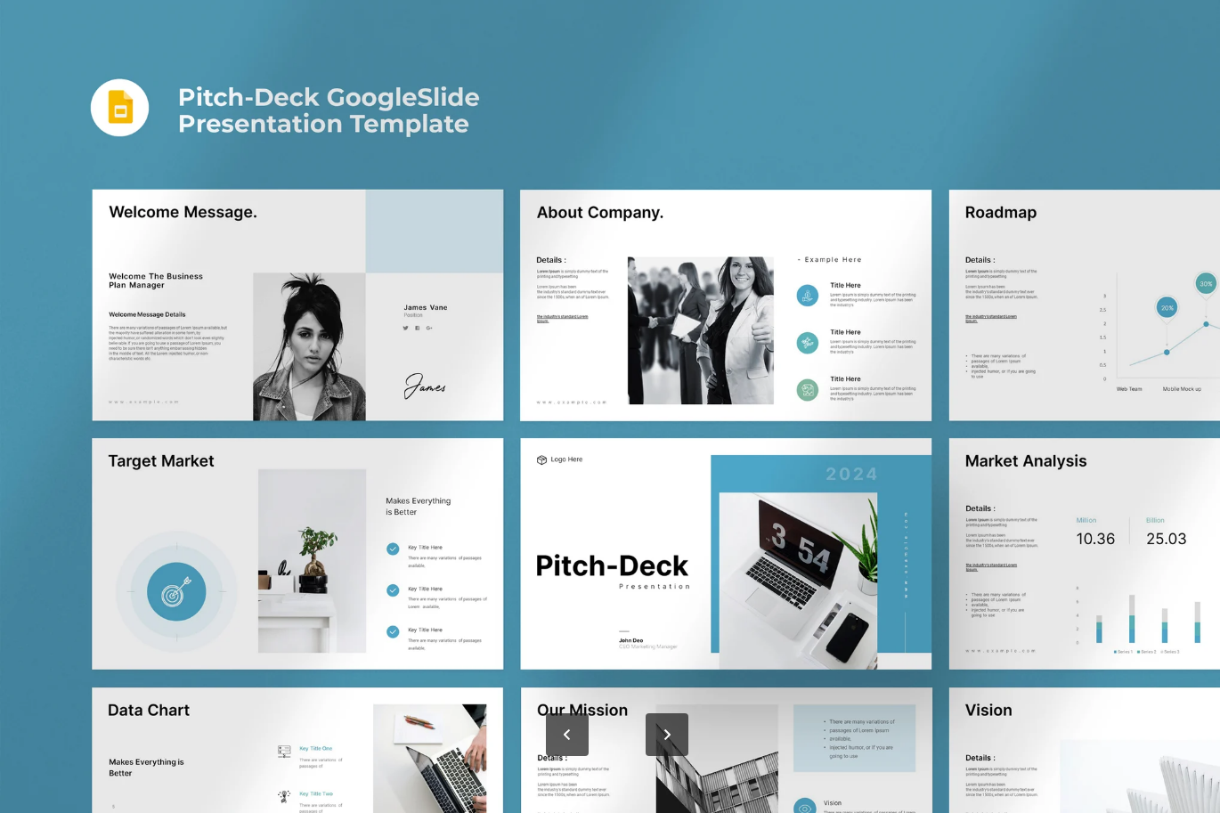 G7112 高端商务PPT模板GoogleSlide可编辑企业路演提案一键替换Logo定制Pitch-Deck GoogleSlide Presentation Template