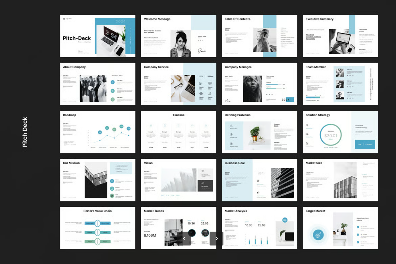 高端商务PPT模板GoogleSlide可编辑企业路演提案一键替换Logo定制Pitch-Deck GoogleSlide Presentation Template-果觅网