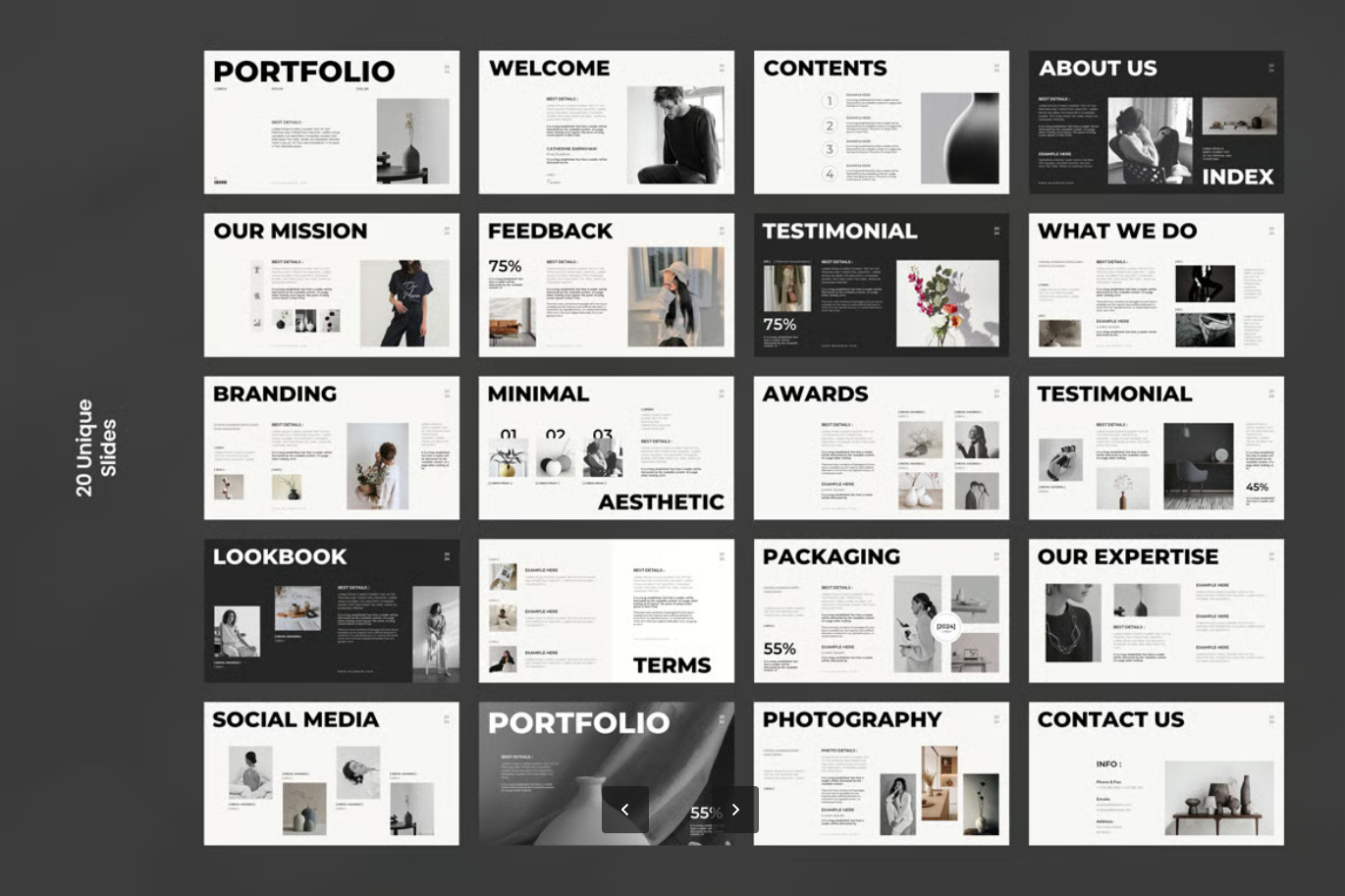 高端商务Keynote模板极简创意设计可编辑企业汇报毕业答辩PPTPortfolio Keynote Presentation Template-果觅网