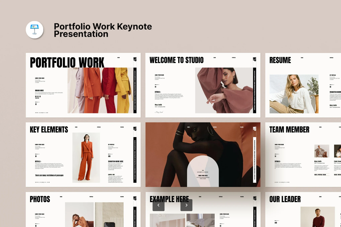 G7126 高端Keynote作品集模板商务极简风可编辑企业展示创意提案PPTPortfolio Work Keynote Presentation