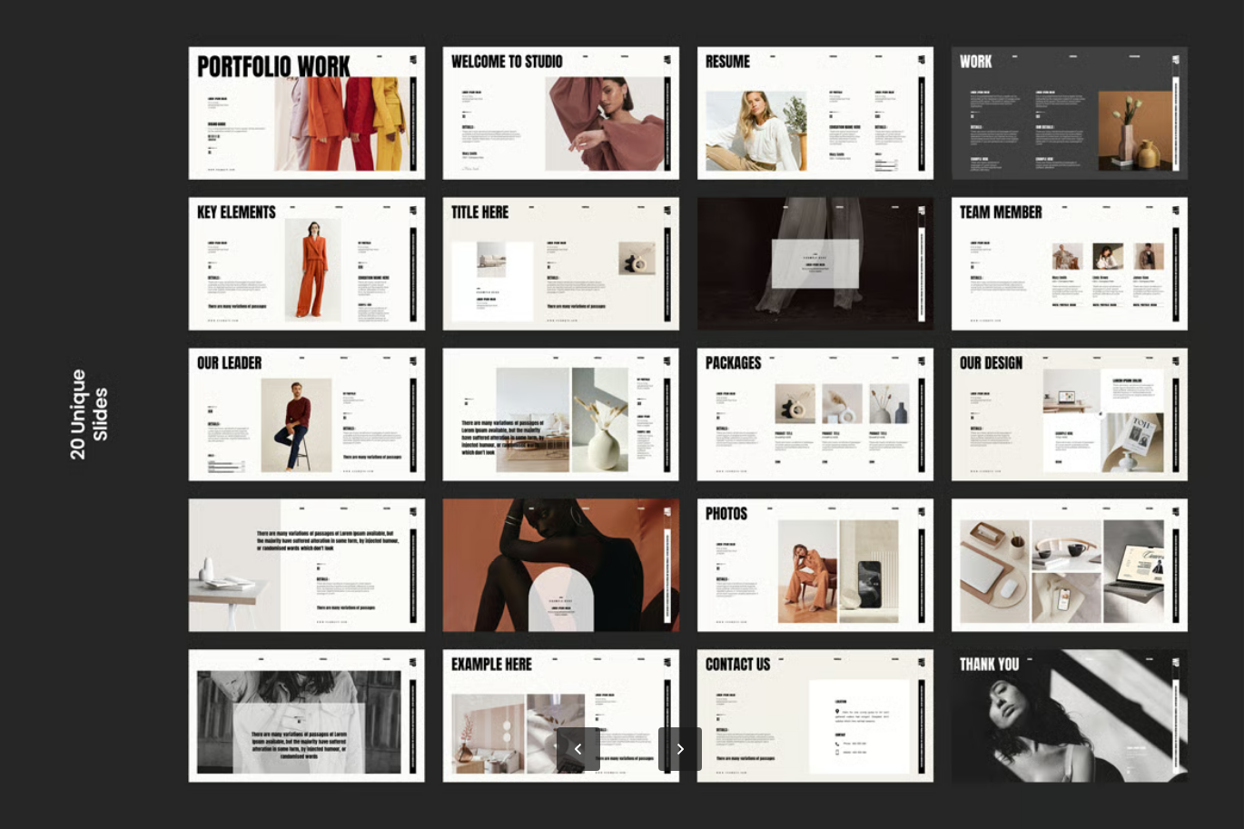 高端Keynote作品集模板商务极简风可编辑企业展示创意提案PPTPortfolio Work Keynote Presentation-果觅网