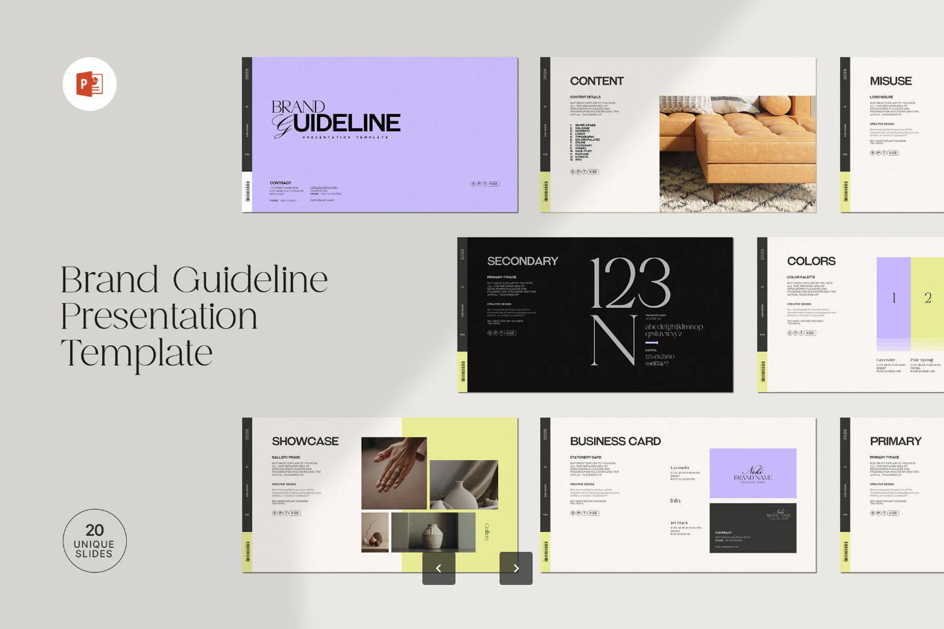 G7139 高端企业VI设计PPT模板可编辑品牌手册全套极简商务风Brand Guideline Presentation Template