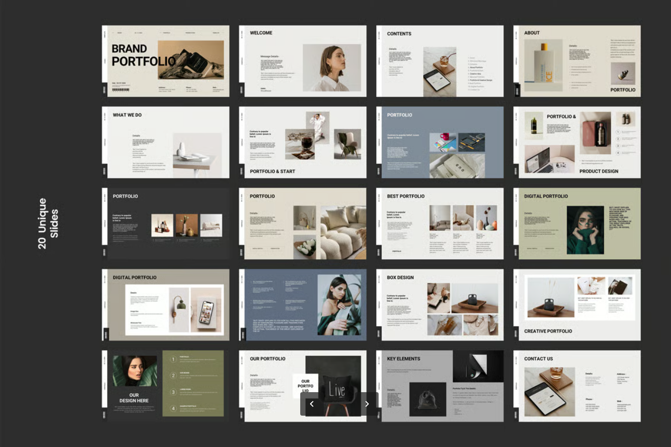 高端商务PPT模板20页可编辑极简风企业级作品集展示设计专用Portfolio Presentation PowerPoint Template-果觅网