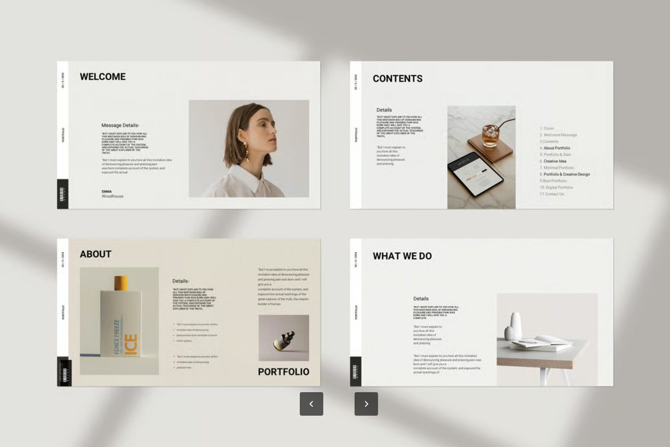高端商务PPT模板20页可编辑极简风企业级作品集展示设计专用Portfolio Presentation PowerPoint Template-果觅网