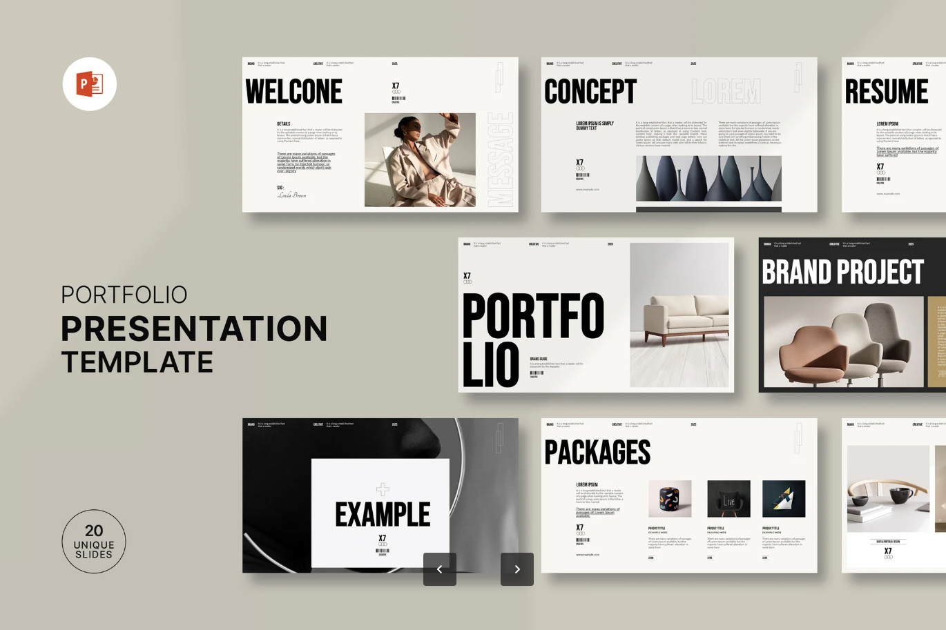 G7148 高端商务PPT模板专业企业级可编辑创意简约扁平化设计Portfolio PowerPoint Presentation Template