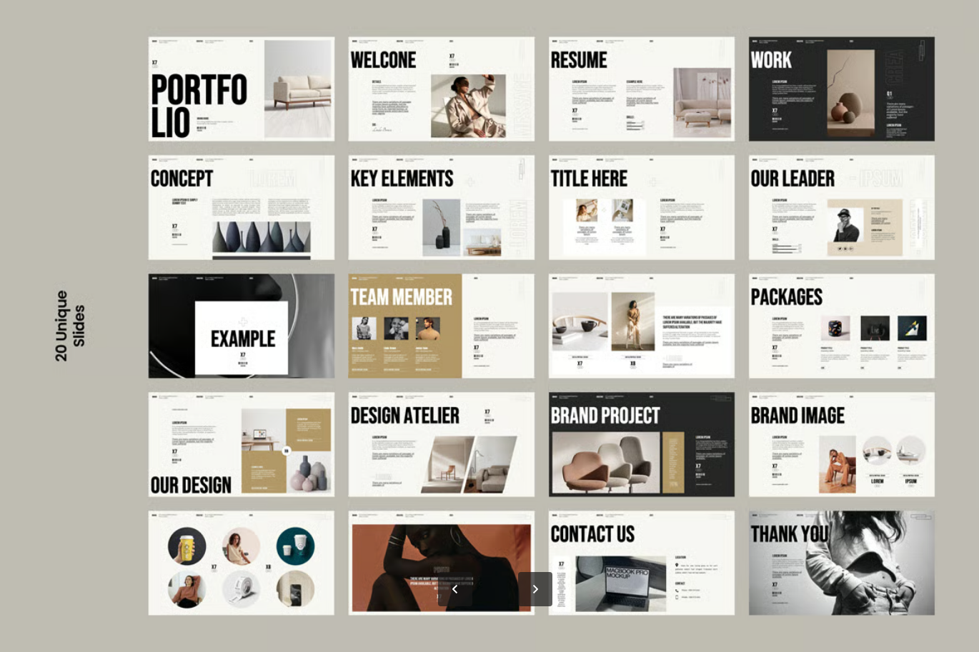 高端商务PPT模板专业企业级可编辑创意简约扁平化设计Portfolio PowerPoint Presentation Template-果觅网