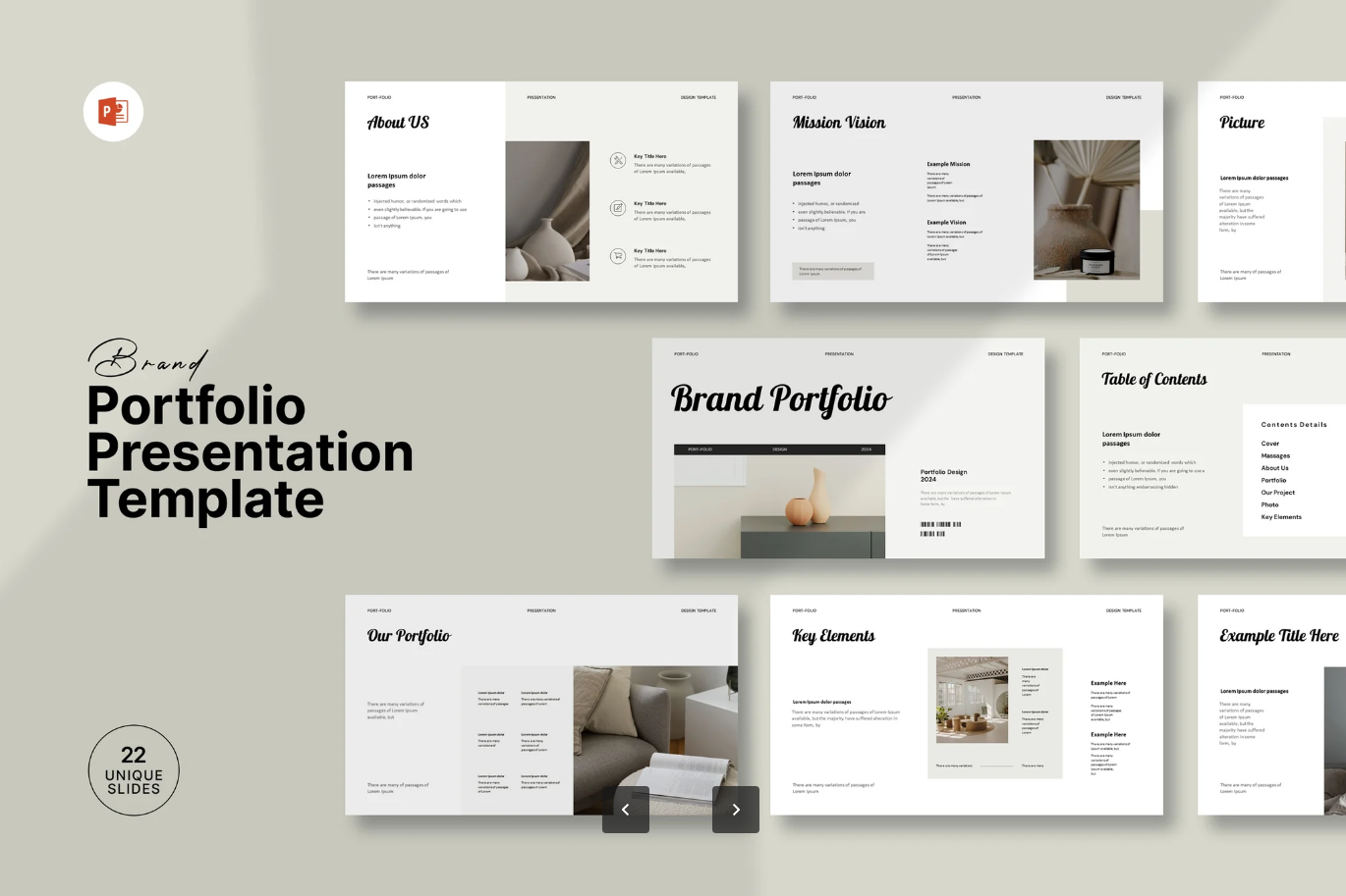 G7152 高端品牌策划PPT模板可编辑企业汇报商务简约风PPTX格式Brand Portfolio Presentation PowerPoint Template