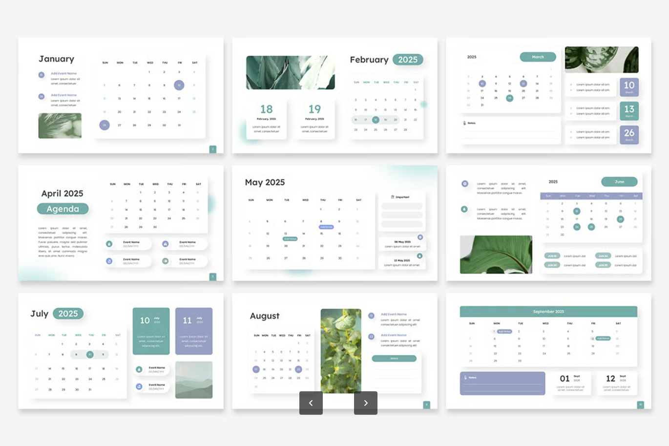 2025商务日历PPT模板Google Slide创意简约多场景通用演示文稿2025 Calendar-果觅网