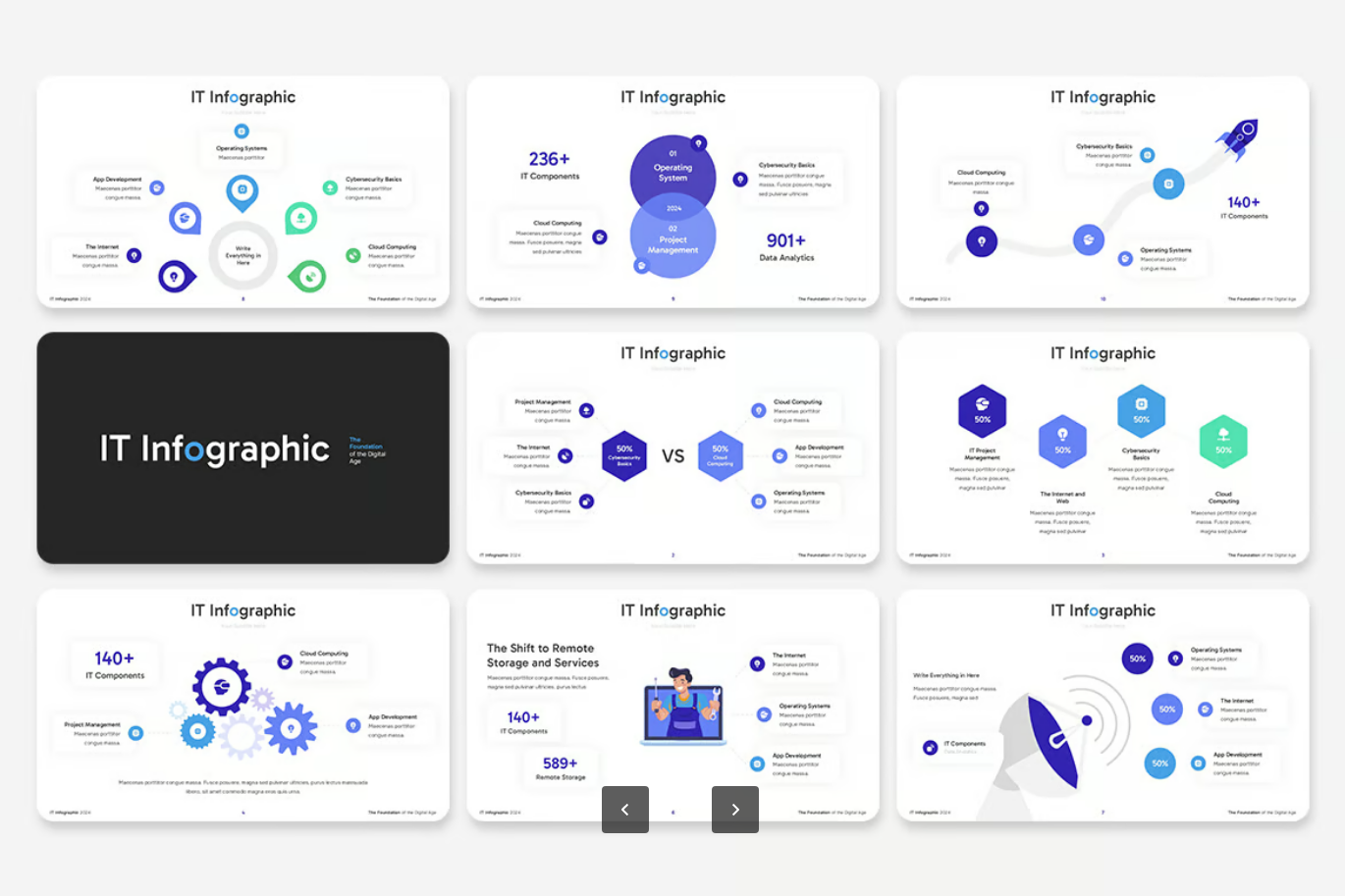 高端商务PPT模板创意动态设计企业级数据可视化可编辑演示IT Infographics-果觅网