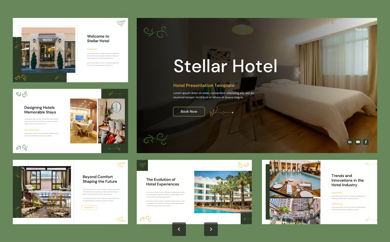 酒店房地产珠宝商务多功能极简风创意PPT模板24页可编辑Keynote设计Stellar - Hotel Keynote Template-果觅网