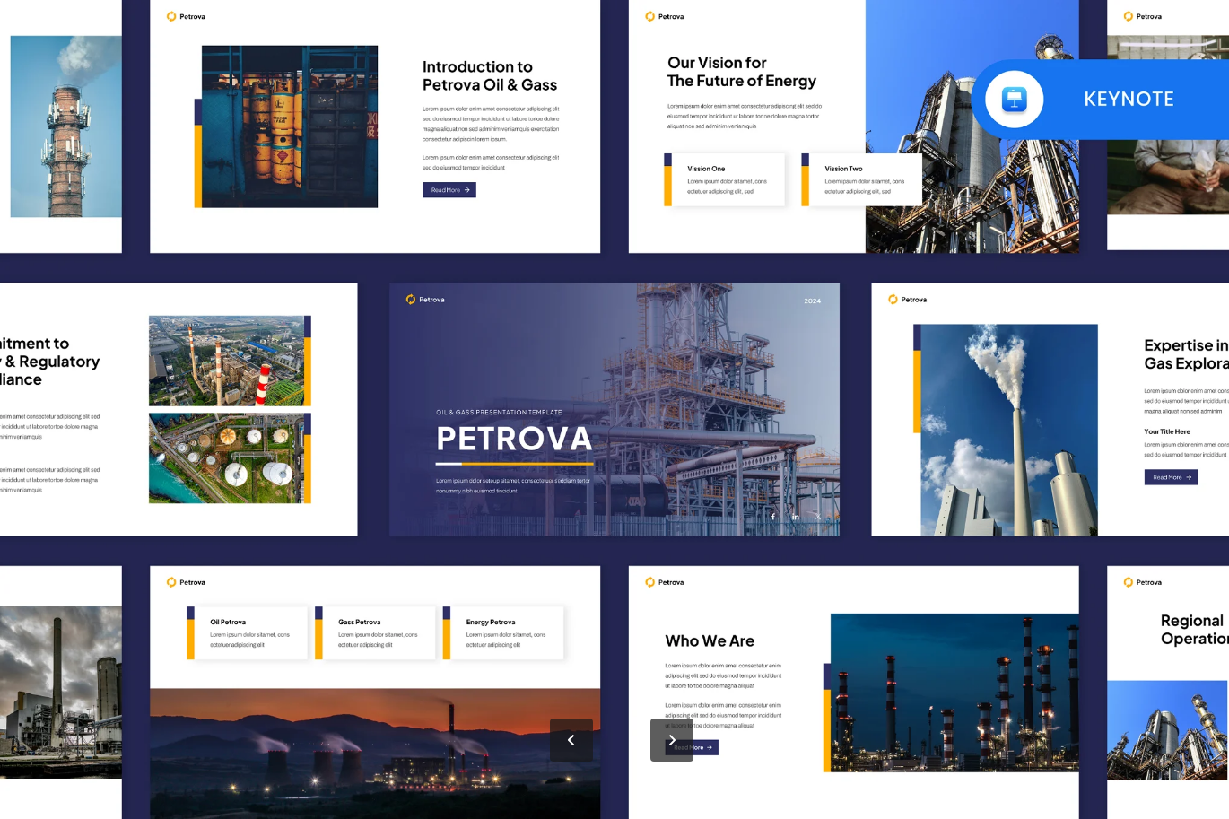 G7193 石油能源Keynote高端商业演讲汇报路演PPT可编辑幻灯片Petrova – Oil And Gas Industry Keynote Template