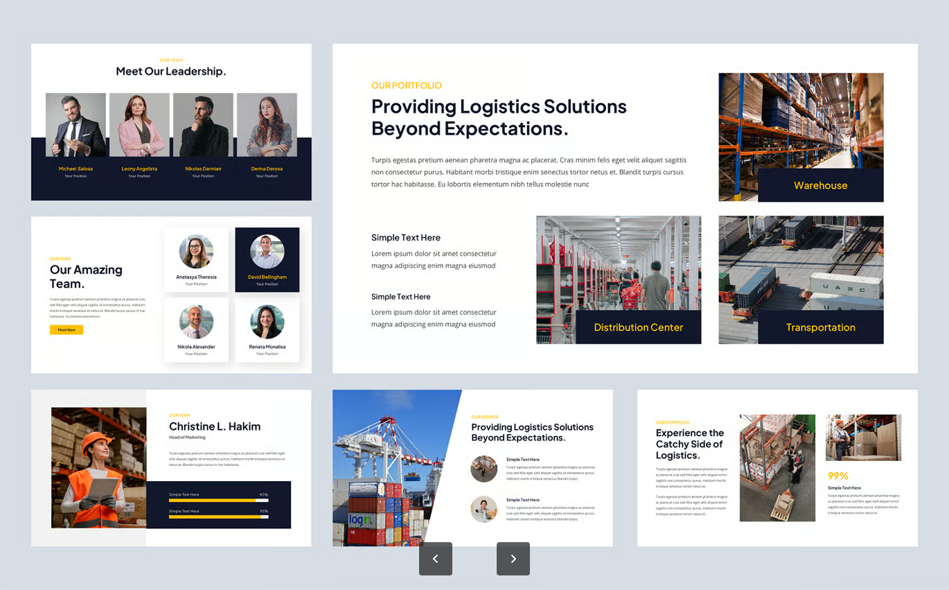 物流商务PPT模板30页可编辑企业运输极简创意公司商业幻灯片Logiastic - Logistic Service Keynote Template-果觅网