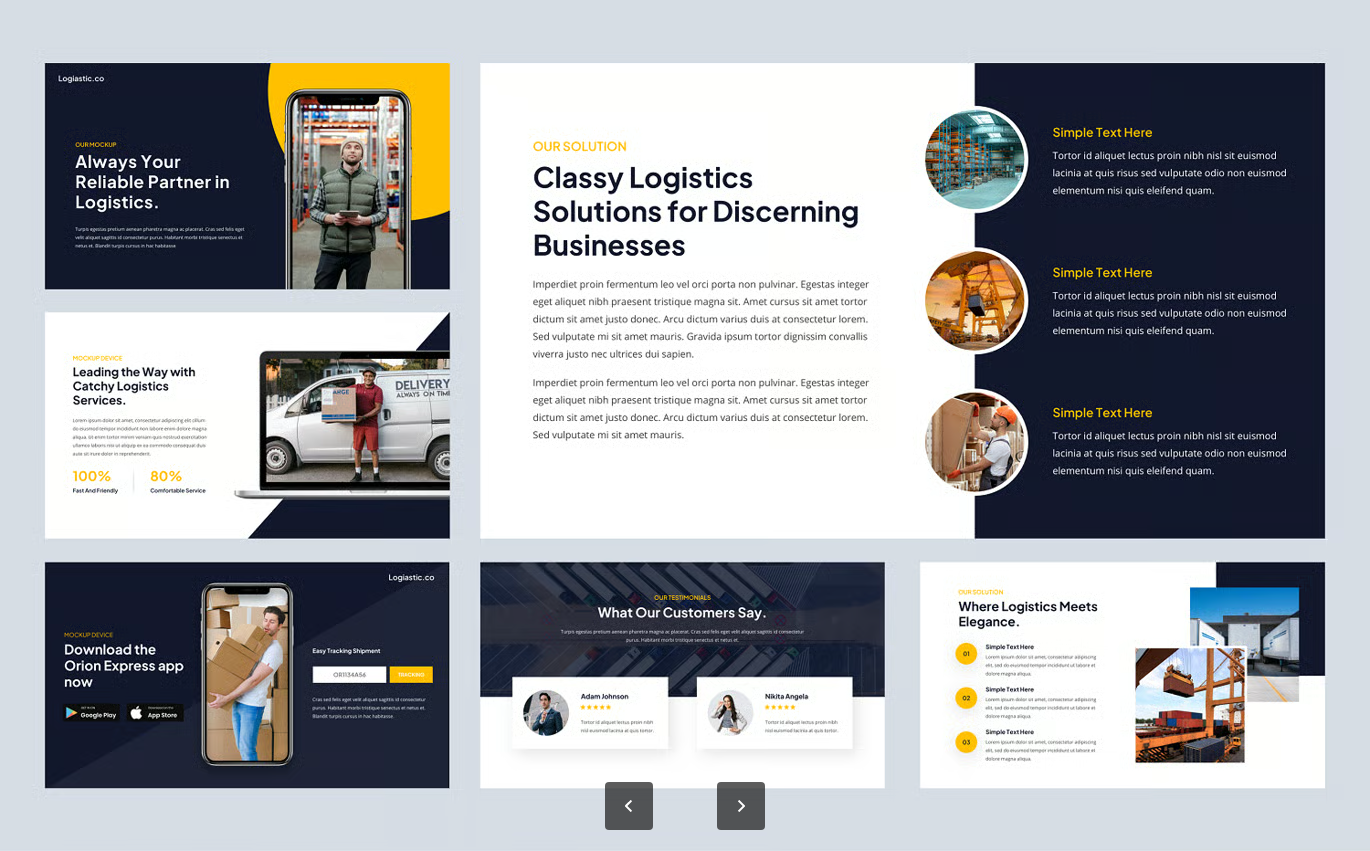 物流商务PPT模板30页可编辑企业运输极简创意公司商业幻灯片Logiastic - Logistic Service Keynote Template-果觅网
