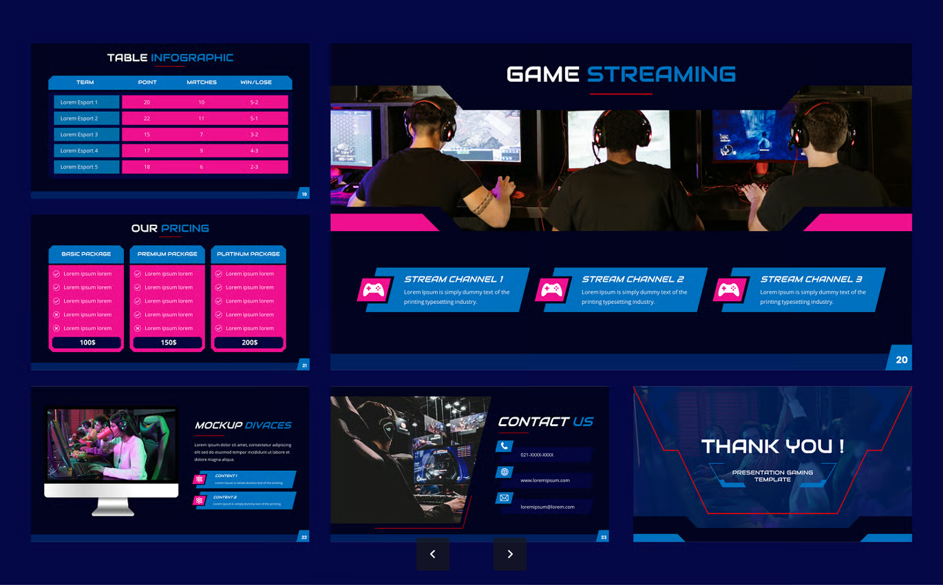 游戏电竞动态PPT模板24专业页创意商务演示可编辑素材幻灯片Chronos - Gaming PowerPoint Template-果觅网